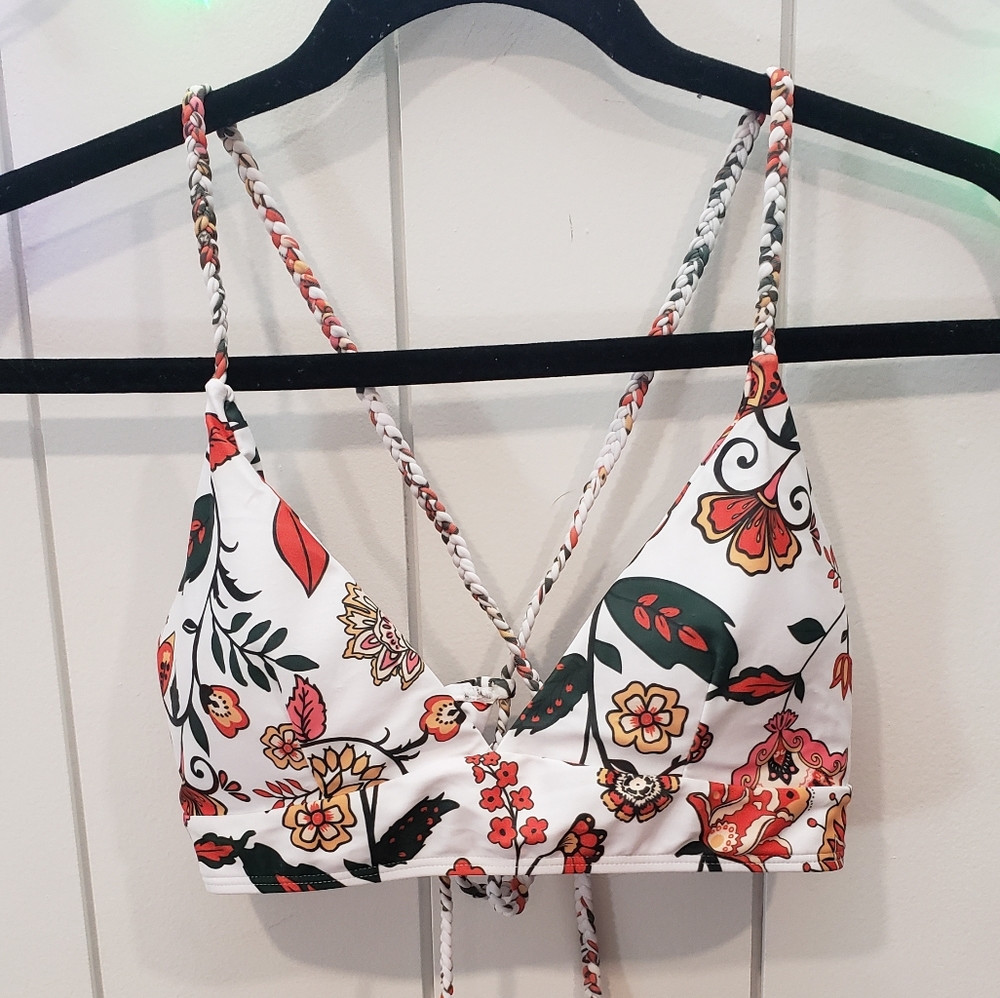 Zaful strappy floral bikini top
